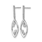 14k White Gold Polished Fancy 1/6 carat Diamond Dangle Post Earrings - Image 2
