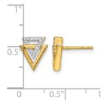 14k Polished 1/10 carat Diamond Double Triangle Post Earrings - Image 4