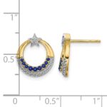 14k Polished Sapphire and Diamond Star and Circle Post Earrings - Image 4