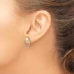 14k Polished 1/5 carat Diamond and Opal Circle Post Earrings - Image 3