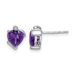 14k White Gold Amethyst and Diamond Heart Earrings
