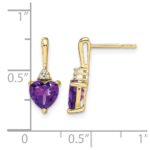 10k Amethyst and Diamond Heart Earrings - Image 4