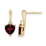 10k Garnet and Diamond Heart Earrings