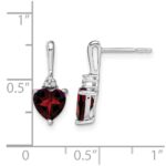 14k White Gold Garnet and Diamond Heart Earrings - Image 4