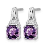 14k White Gold Amethyst and Diamond Earrings - Image 2