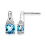 10k White Gold Blue Topaz and Diamond Earrings
