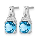 14k White Gold Blue Topaz and Diamond Earrings - Image 2