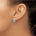 14k White Gold Blue Topaz and Diamond Earrings - Image 3