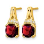 10k Yellow Gold Garnet and Diamond Earrings - Image 2