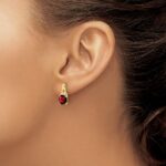 10k Yellow Gold Garnet and Diamond Earrings - Image 3