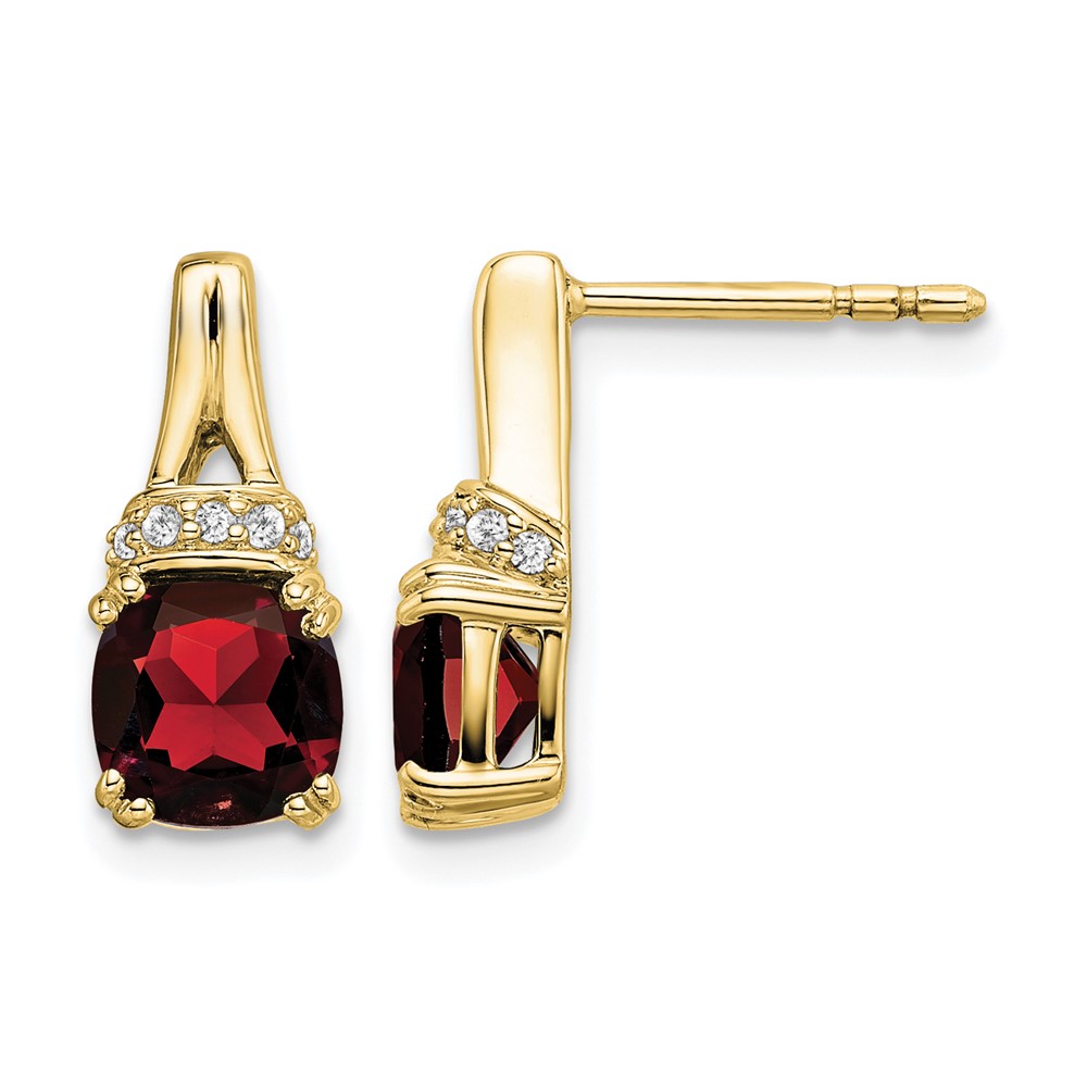 EM7074-GA-007-1YA.jpg 10k Yellow Gold Garnet and Diamond Earrings - Image 1