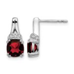 14k White Gold Garnet and Diamond Earrings