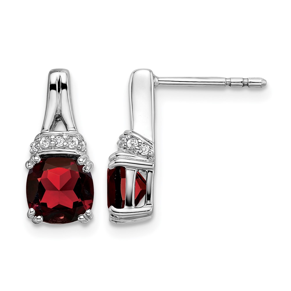 EM7074-GA-007-WA.jpg 14k White Gold Garnet and Diamond Earrings - Image 1