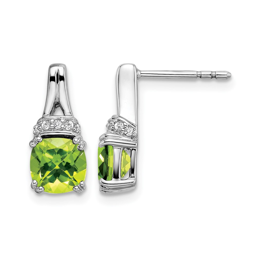 EM7074-PE-007-WA.jpg 14k White Gold Peridot and Diamond Earrings - Image 1