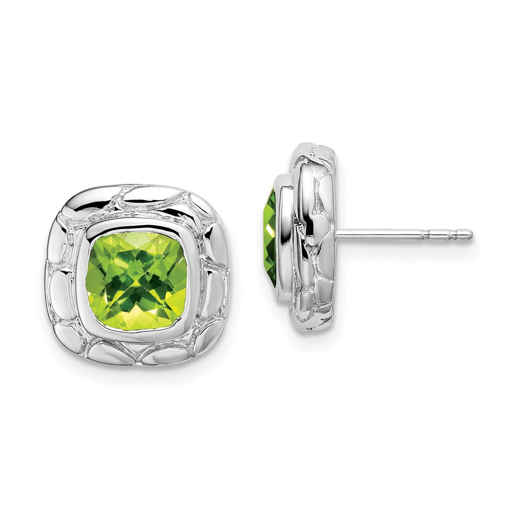 EM7077-PE-SS.jpg Sterling Silver Rhodium Plated Peridot Earrings - Image 1