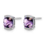 14k White Gold Amethyst Post Earrings - Image 2