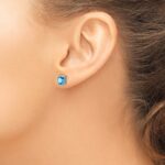 14k White Gold Blue Topaz Post Earrings - Image 3