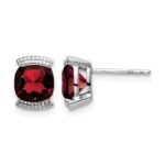 14k White Gold Garnet Post Earrings