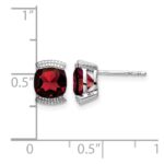 14k White Gold Garnet Post Earrings - Image 4