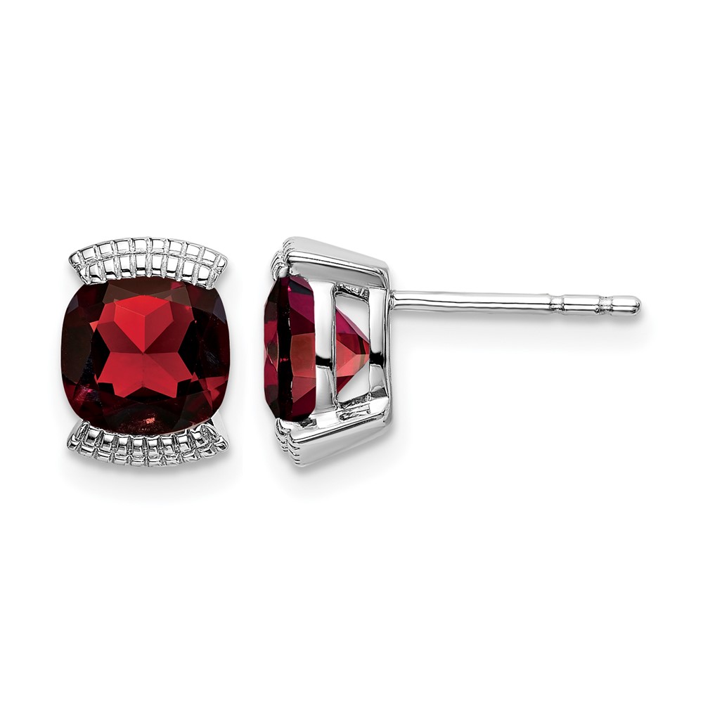 EM7080-GA-W.jpg 14k White Gold Garnet Post Earrings - Image 1