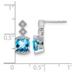 14k White Gold Blue Topaz and Diamond Earrings - Image 4