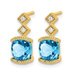 14k Blue Topaz and Diamond Earrings - Image 2