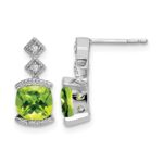 14k White Gold Peridot and Diamond Earrings