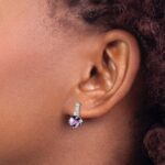14k White Gold Cushion Amethyst and Diamond Earrings - Image 3