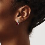 10k White Gold Cushion Garnet and Diamond Earrings - Image 3