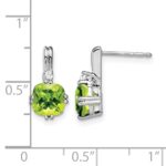 10k White Gold Cushion Peridot and Diamond Earrings - Image 4