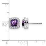 14k White Gold Cushion Amethyst and Diamond Halo Earrings - Image 4