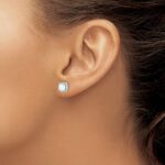 14k White Gold 5mm Cushion Lab Created Opal and Diamond Square Halo Post Earrings - Image 3