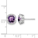 14k White Gold Cushion Amethyst and Diamond Halo Earrings - Image 4