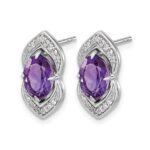 14k White Gold Amethyst and Diamond Post Earrings - Image 2