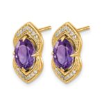 14k Amethyst and Diamond Post Earrings - Image 2