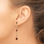 14k Garnet and White Topaz Dangle Earrings - Image 3