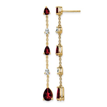 14k Garnet and White Topaz Dangle Earrings