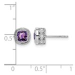 14k White Gold Cushion Amethyst and Diamond Earrings - Image 4