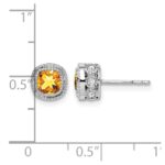 10k White Gold Cushion Citrine and Diamond Earrings - Image 4