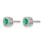 10k White Gold Emerald and Diamond Earrings - Image 2