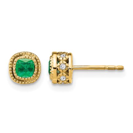 10k Emerald and Diamond Earrings