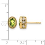 14k Oval Peridot and Diamond Earrings - Image 4