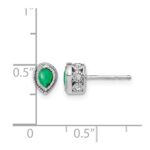 14k White Gold 4x3mm Pear Emerald and Diamond Post Earrings - Image 4