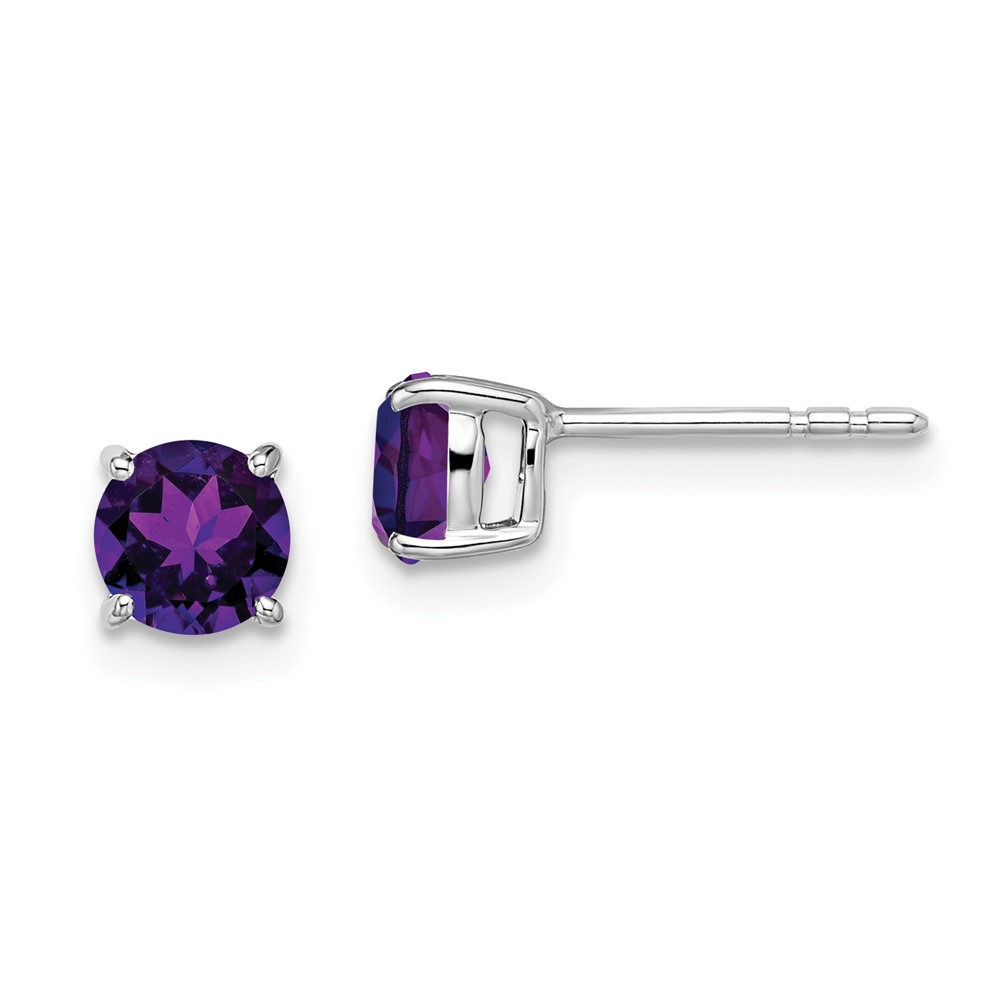 EM7097-AM-W.jpg 14k White Gold Round Amethyst Earrings - Image 1