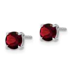 14k White Gold Round Garnet Earrings - Image 2