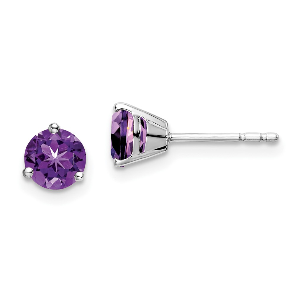 EM7098-AM-W.jpg 14k White Gold Round Amethyst Earrings - Image 1