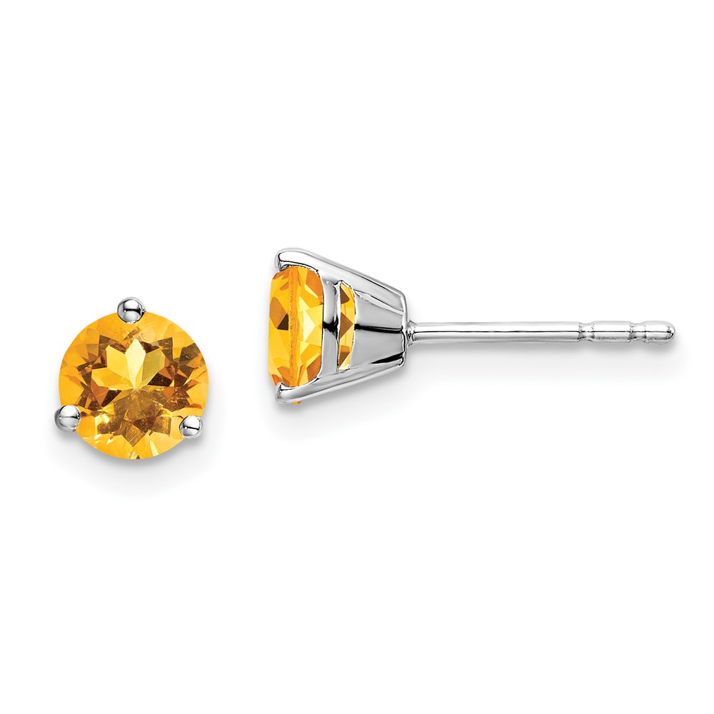EM7098-CI-W.jpg 14k White Gold Round Citrine Earrings - Image 1