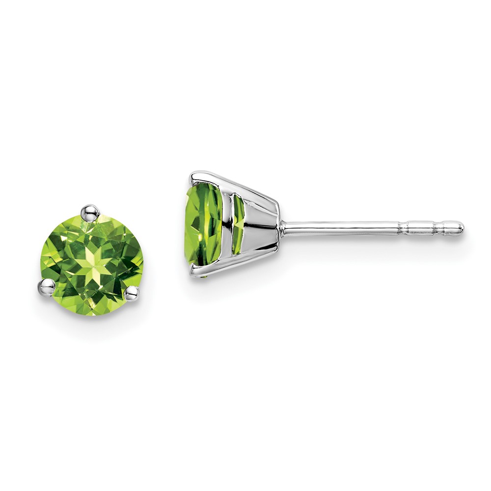 EM7098-PE-W.jpg 14k White Gold Round Peridot Earrings - Image 1