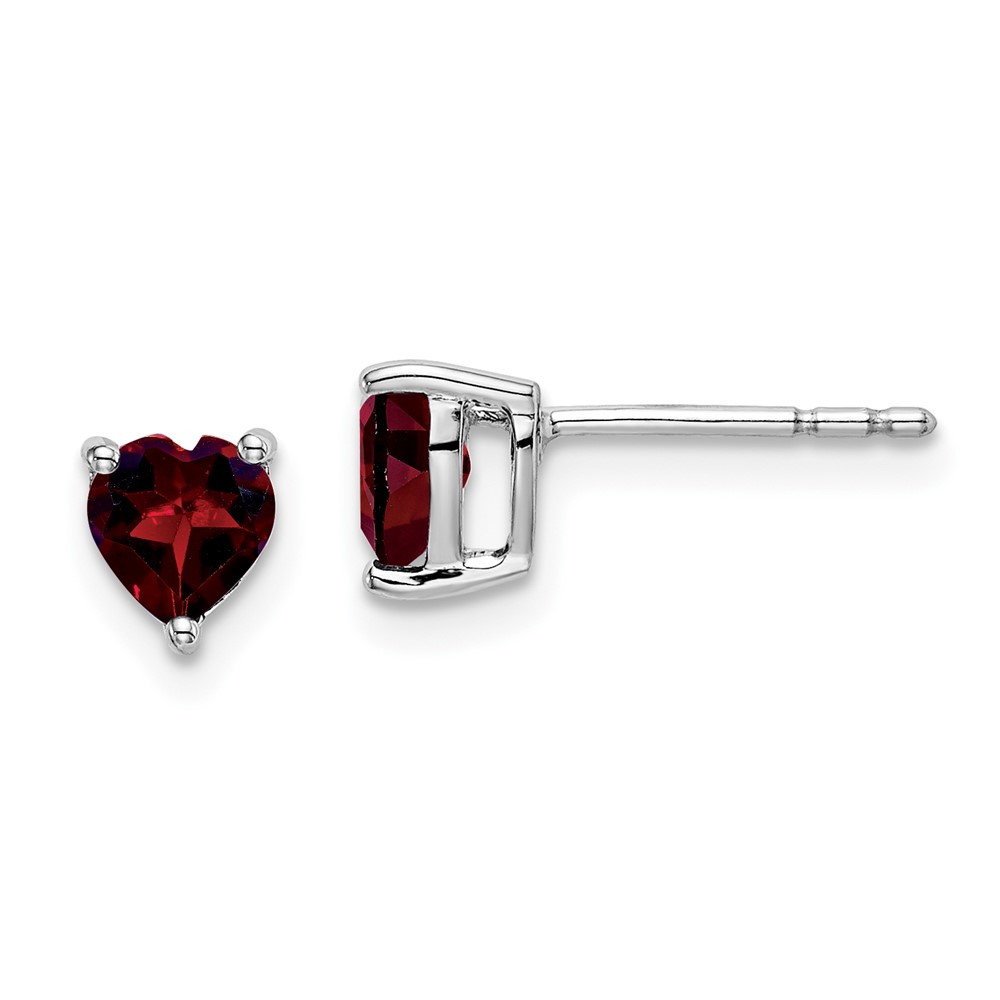 EM7099-GA-W.jpg 14k White Gold Heart Garnet Earrings - Image 1