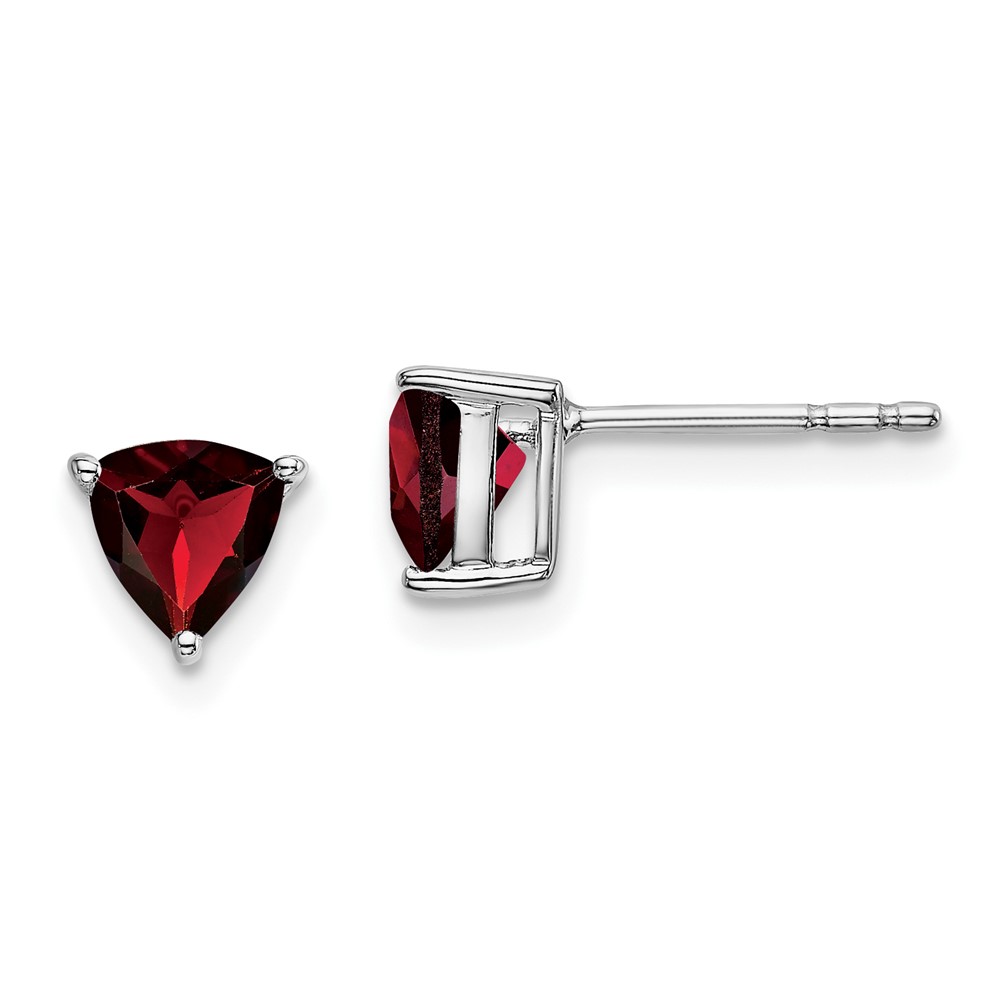 EM7100-GA-W.jpg 14k White Gold Trillion Garnet Earrings - Image 1